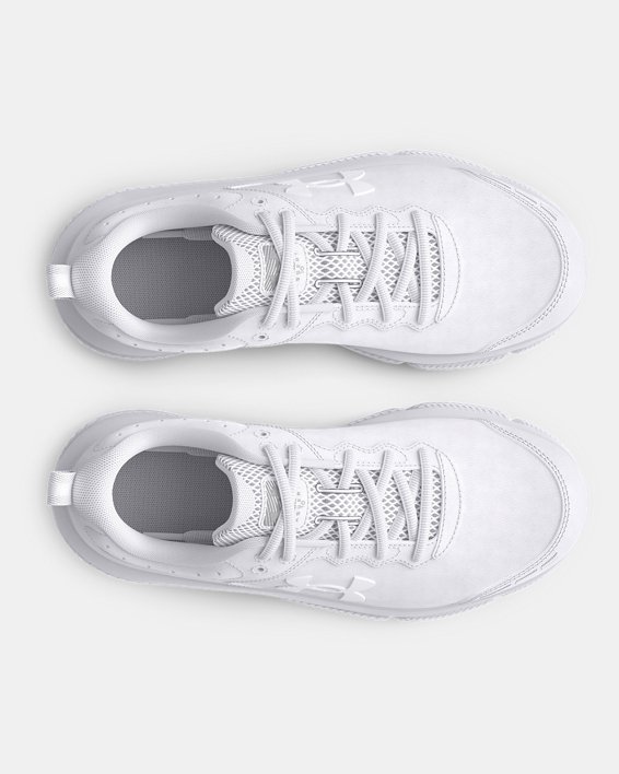 Boys' Grade School UA Assert 10 Uniform Synthetic Running Shoes in White image number 2